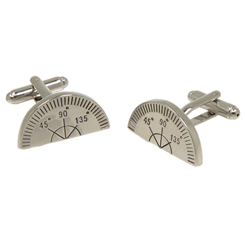 Silvertone Novelty Protractor Cufflinks with Jewelry Box - Ferrecci USA 