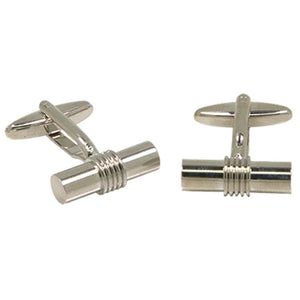Silvertone Tube Cufflinks with Jewelry Box - Ferrecci USA 