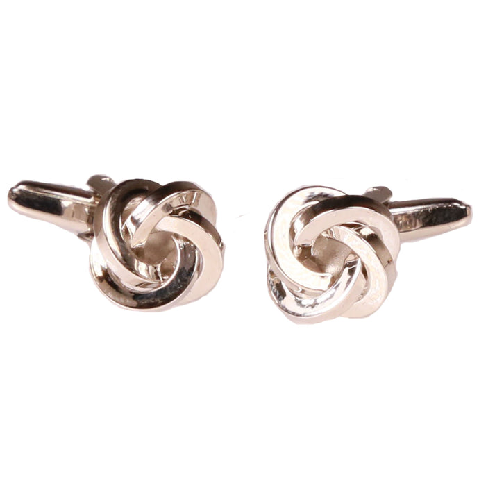 Silvertone Silver Geometric Pattern Cufflinks with Jewelry Box - Ferrecci USA 