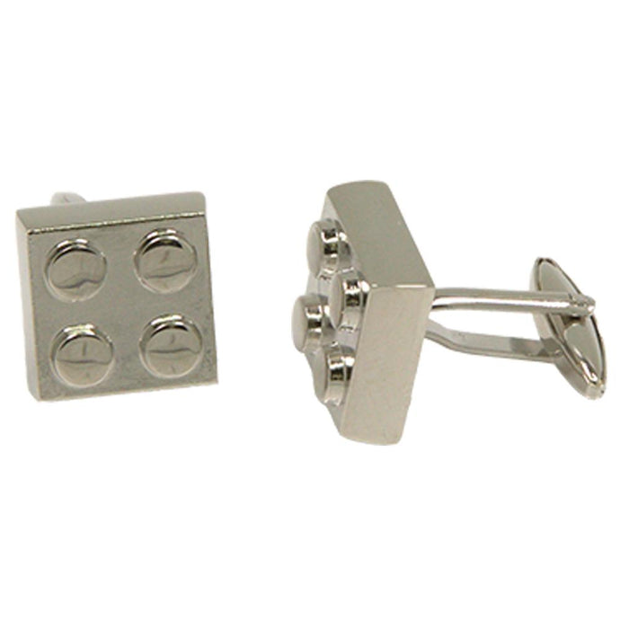 Silvertone Novelty Lego Cufflinks with Jewelry Box - Ferrecci USA 