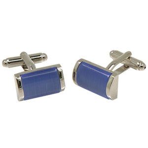 Silvertone Blue Gemstone Cufflinks with Jewelry Box - Ferrecci USA 