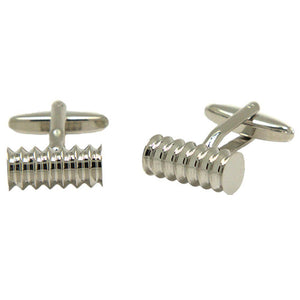 Silvertone Novelty Spiral Tube Cufflinks with Jewelry Box - Ferrecci USA 