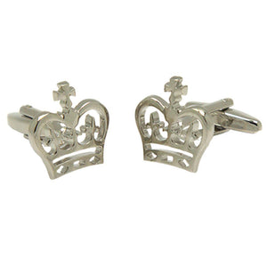 Silvertone Novelty Crown Cufflinks with Jewelry Box - Ferrecci USA 