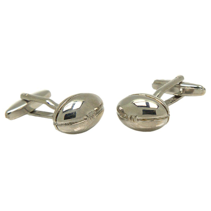 Silvertone Novelty Football Cufflinks with Jewelry Box - Ferrecci USA 