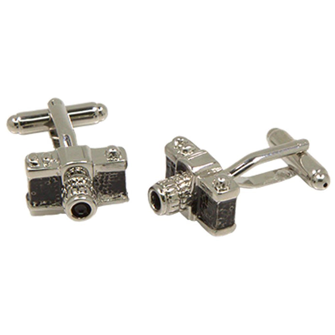 Silvertone Novelty Camera Cufflinks with Jewelry Box - Ferrecci USA 