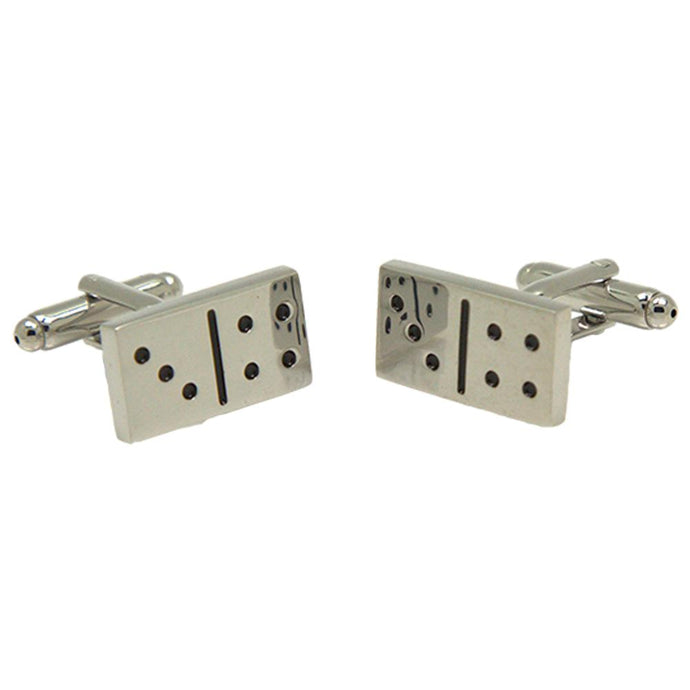 Silvertone Novelty Domino Cufflinks with Jewelry Box - Ferrecci USA 