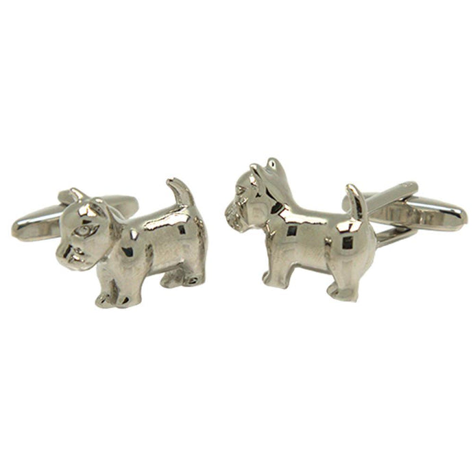 Silvertone Novelty Pitbull Cufflinks with Jewelry Box - Ferrecci USA 