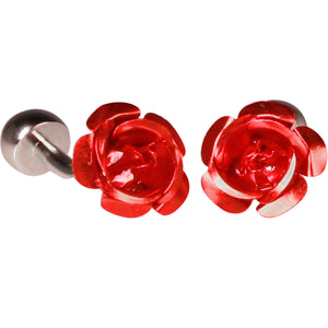 Silvertone Novelty Rose Cufflinks with Jewelry Box - Ferrecci USA 