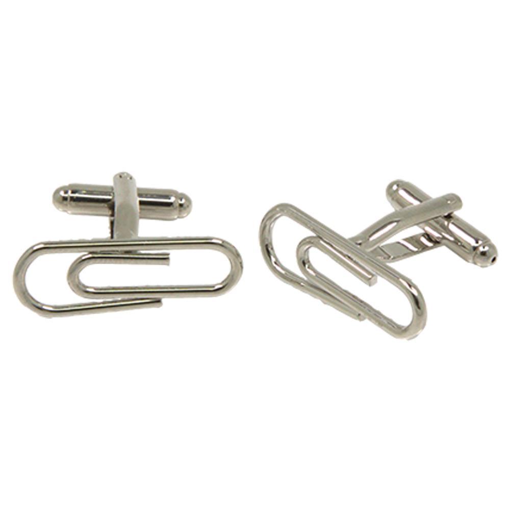 Silvertone Novelty Paperclip Cufflinks with Jewelry Box - Ferrecci USA 