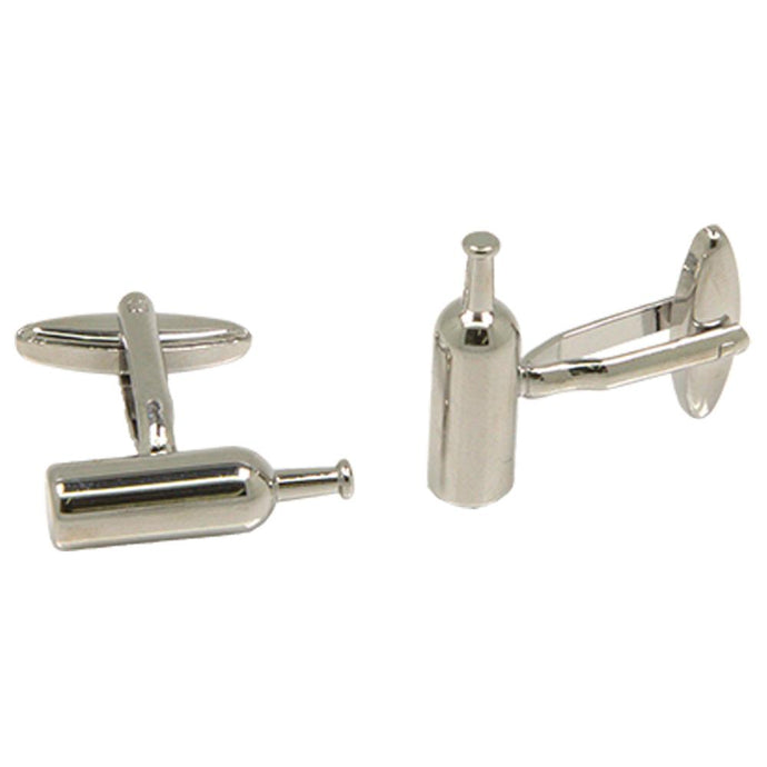 Silvertone Novelty Bottle Cufflinks with Jewelry Box - Ferrecci USA 