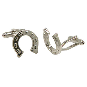 Silvertone Novelty Horseshoe Cufflinks with Jewelry Box - Ferrecci USA 