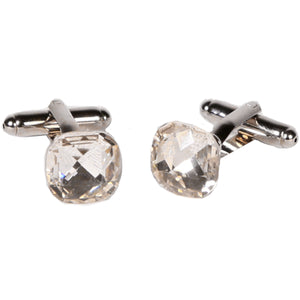 Silvertone Novelty Diamond Cufflinks with Jewelry Box - Ferrecci USA 