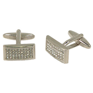 Silvertone Square Diamond Cufflinks with Jewelry Box - Ferrecci USA 