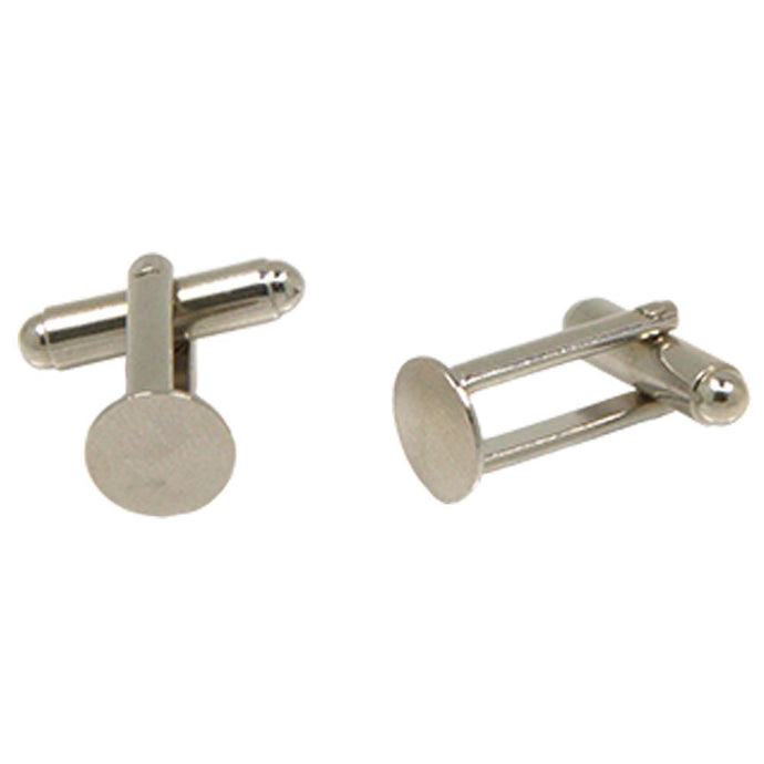 Silvertone Circle Cufflinks with Jewelry Box - Ferrecci USA 
