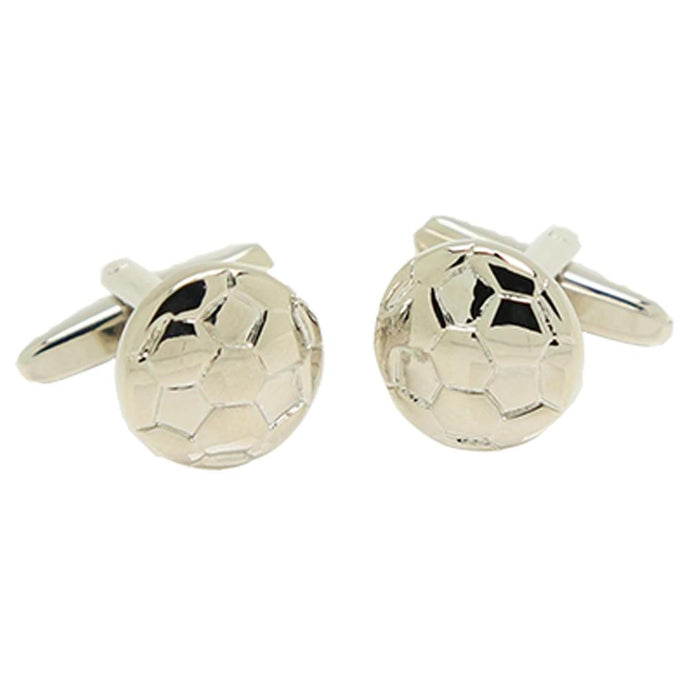 Silvertone Novelty Soccer Ball Cufflinks with Jewelry Box - Ferrecci USA 