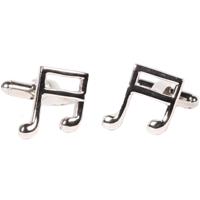 Silvertone Novelty Musical Note Cufflinks with Jewelry Box - Ferrecci USA 