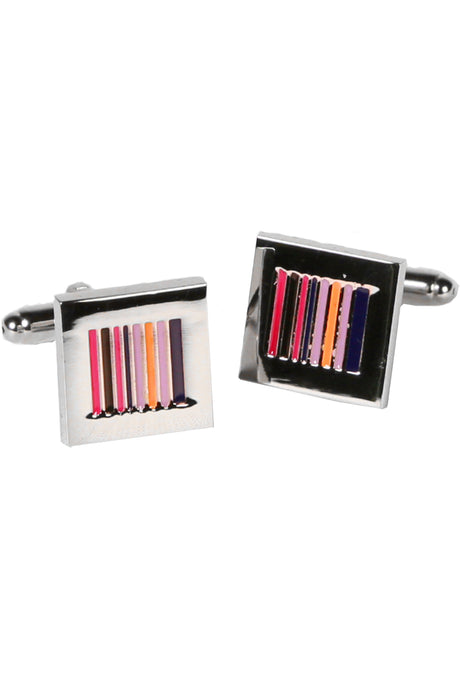 Silvertone Square Multicolor Cufflinks with Jewelry Box - Ferrecci USA 