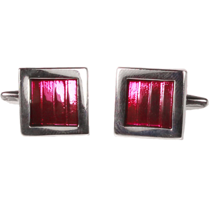 Silvertone Square Lavender Gemstone Cufflinks with Jewelry Box - Ferrecci USA 