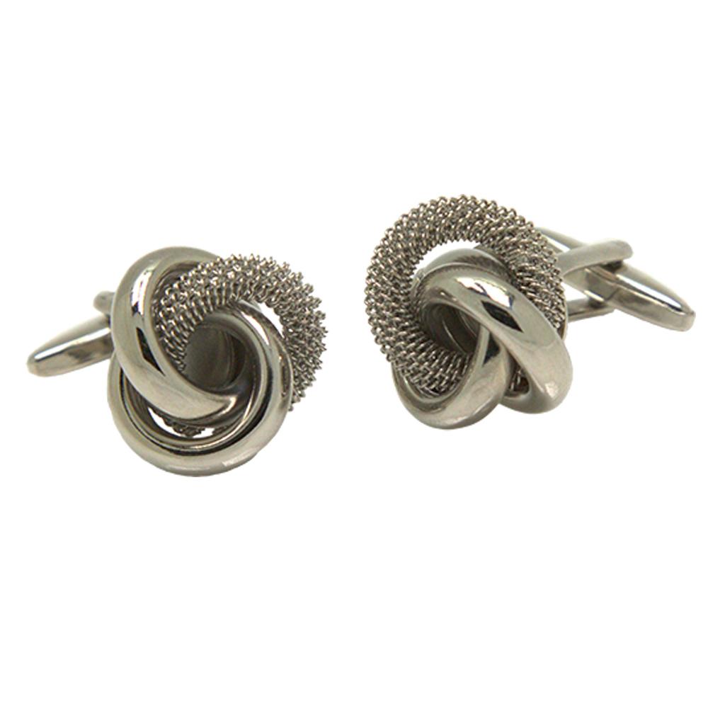 Silvertone Silver Rings Cufflinks with Jewelry Box - Ferrecci USA 