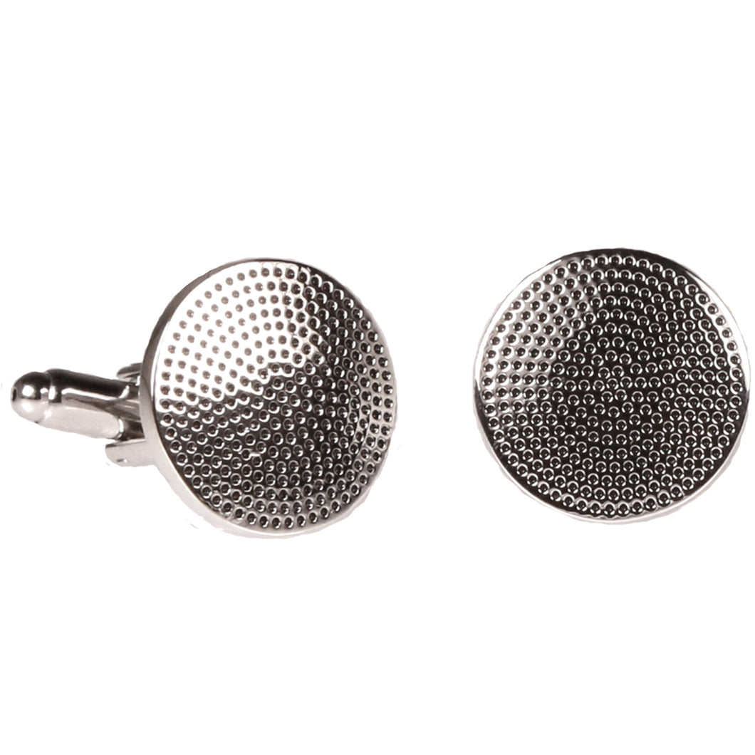 Silvertone Circular Silver Cufflinks with Jewelry Box - Ferrecci USA 