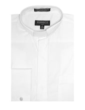Load image into Gallery viewer, White Clergy Deacon Bishop Priest Mandarin Collar Dress Shirt - Ferrecci USA 
