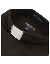 Load image into Gallery viewer, Black Clergy Deacon Bishop Priest Mandarin Collar Shirt - Ferrecci USA 
