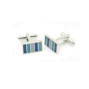Silvertone Blue Cuff Links With Jewelry Box - Ferrecci USA 