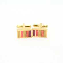 Load image into Gallery viewer, Goldtone Lavender Stripe Cuff Links With Jewelry Box - Ferrecci USA 
