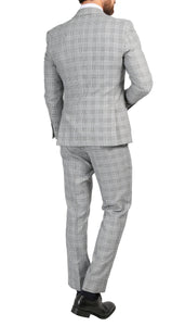 Conrad Skinny Slim Fit Grey 2pc Glen Plaid Peak Lapel Suit - Ferrecci USA 