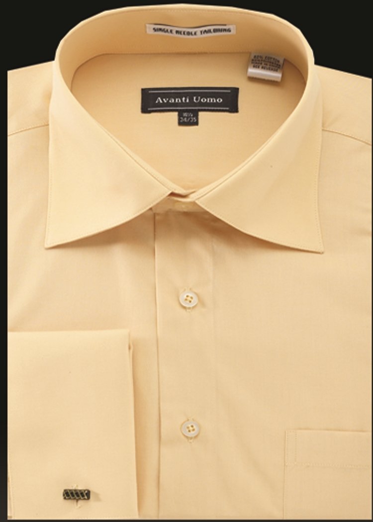 Men's French Cuff Dress Shirt Spread Collar- Corn