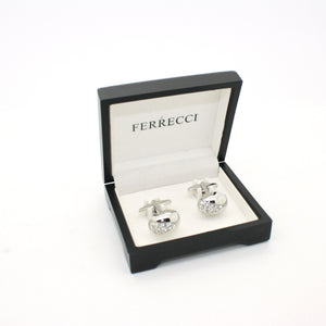Silvertone Gemstone Cuff Links With Jewelry Box - Ferrecci USA 