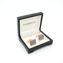 Load image into Gallery viewer, Goldtone Royal Blue Gemstone Cuff Links With Jewelry Box - Ferrecci USA 
