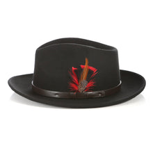 Load image into Gallery viewer, Crushable Black Fedora Hat with Leather Band - Ferrecci USA 
