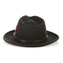 Load image into Gallery viewer, Crushable Black Fedora Hat with Leather Band - Ferrecci USA 
