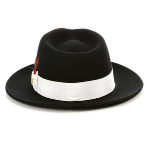 Crushable Fedora Hat in Black With White Band - Ferrecci USA 