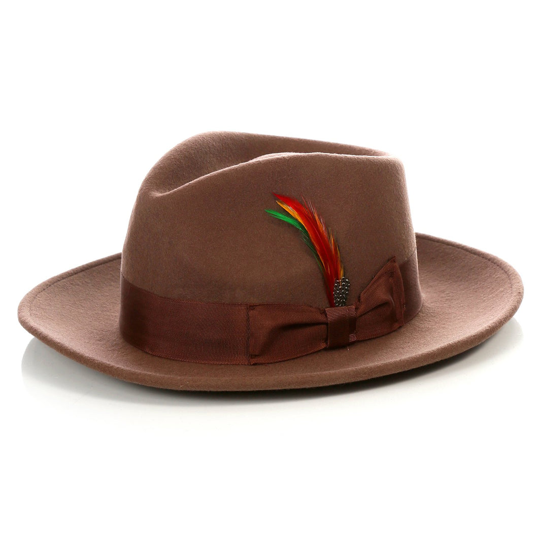 Crushable Brown Fedora Hat - Ferrecci USA 