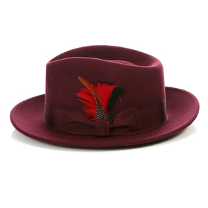 Crushable Fedora Hat in Burgundy - Ferrecci USA 