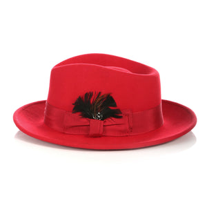 Crushable Red Fedora Hat - Ferrecci USA 
