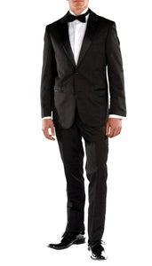 Black Slim Fit Peak Lapel 2pc Tuxedo - Crisp - Ferrecci USA 