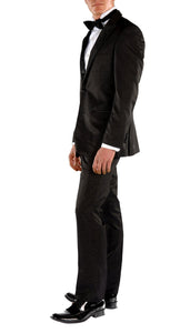 Black Slim Fit Peak Lapel 2pc Tuxedo - Crisp - Ferrecci USA 