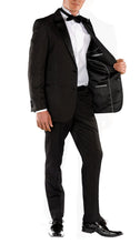 Load image into Gallery viewer, Black Slim Fit Peak Lapel 2pc Tuxedo - Crisp - Ferrecci USA 
