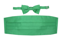 Load image into Gallery viewer, Satine Green Bow Tie &amp; Cummerbund Set - Ferrecci USA 
