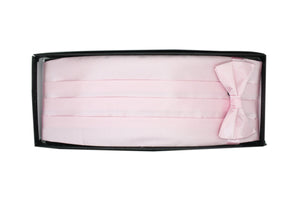 Satine Light Pink Bow Tie & Cummerbund Set - Ferrecci USA 
