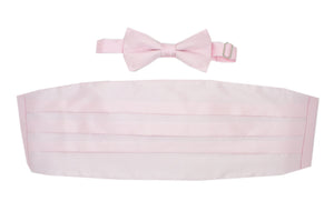 Satine Light Pink Bow Tie & Cummerbund Set - Ferrecci USA 