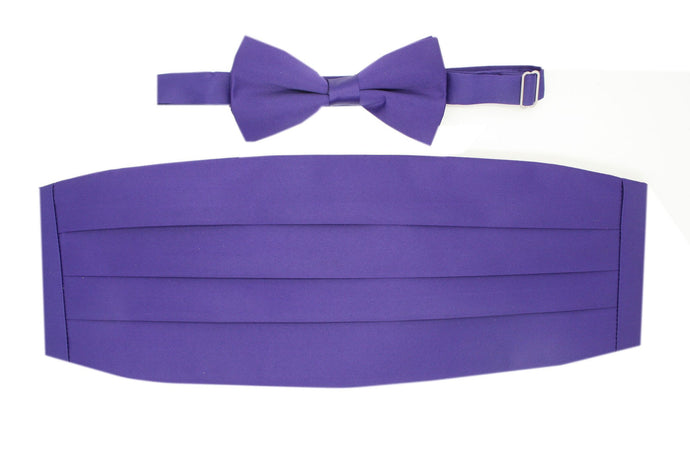 Satine Purple Bow Tie & Cummerbund Set - Ferrecci USA 