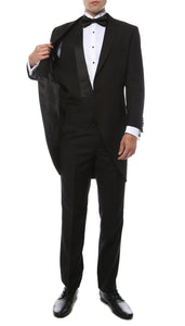 Mens Black Cutaway Regular Fit 2 Piece Tuxedo Suit - Ferrecci USA 