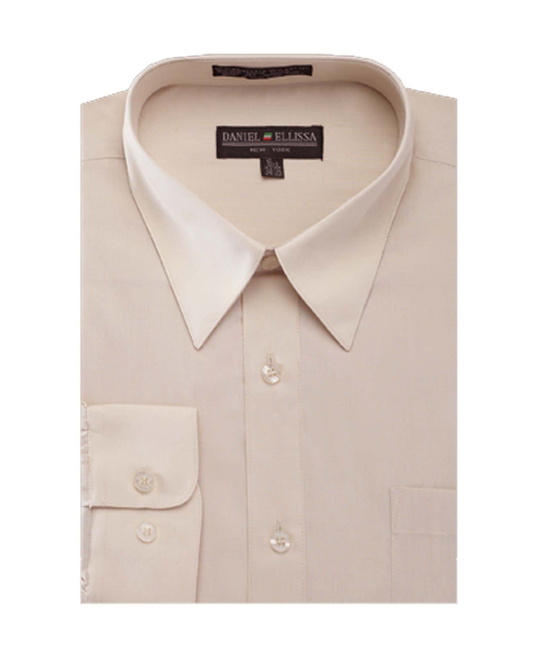 Men's Basic Dress Shirt with Convertible Cuff -Color BEIGE – Suit Studio