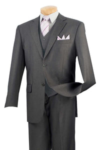 Three Piece Classic Fit Vested Suit Color Heather Gray