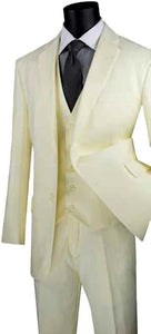 Three Piece Classic Fit Vested Suit Color Ivory