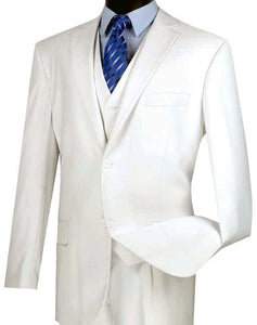 Three Piece Classic Fit Vested Suit Color White